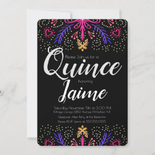 Quinceanera Quince Fun Gestippelde Bloemrijke Chic Kaart
