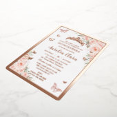 Quinceañera Quince Sweet 16 Blush Floral Roos Gold Folie Uitnodiging (Gedraaid)