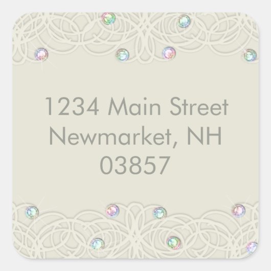 Quinceanera Rainbow Crystals Sparkle and Lace Vierkante Sticker (Voorkant)