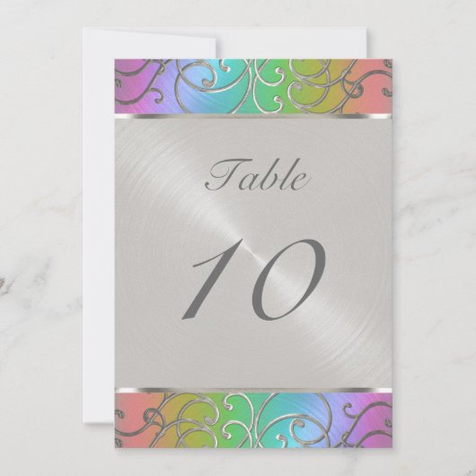 Quinceanera Rainbow en Silver Filigree Swirls Kaart (Voorkant)