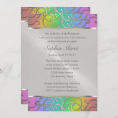 Quinceanera Rainbow en Silver Filigree Swirls Kaart (Voorkant / Achterkant)