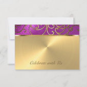 Quinceanera Raspberry Pink Gold Filigree Swirls Kaart (Voorkant)