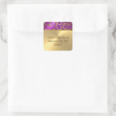 Quinceanera Raspberry Pink Gold Filigree Swirls Vierkante Sticker (Tas)