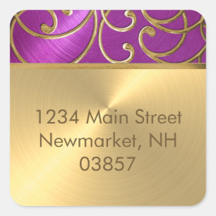 Quinceanera Raspberry Pink Gold Filigree Swirls Vierkante Sticker