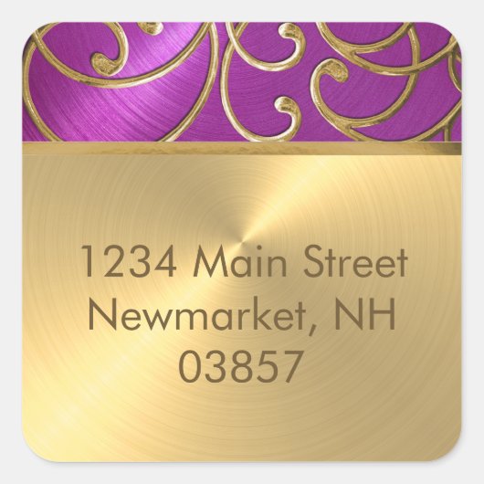 Quinceanera Raspberry Pink Gold Filigree Swirls Vierkante Sticker (Voorkant)