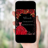 Quinceanera red black-jurk florals welkom poster
