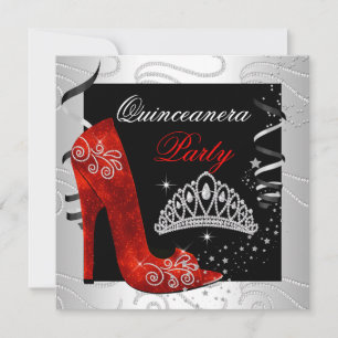 Quinceanera RED Diamond Black White Kaart