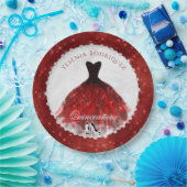Quinceañera Red Diamond Sparkle Glam Papieren Bordje (Feest)