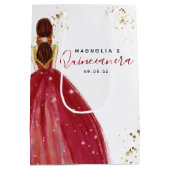 Quinceanera Red Dress Gold Glitter Medium Cadeauzakje (Achterkant)