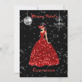 Quinceanera Red en Silver Masquerade Kaart (Voorkant)