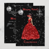 Quinceanera Red en Silver Masquerade Kaart (Voorkant / Achterkant)