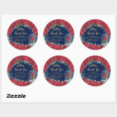 Quinceañera Red Floral Enchanted Roos Navy Ronde Sticker (Vel)