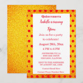 Quinceanera Red Floral Gold Glitter 15e verjaardag Kaart (Voorkant / Achterkant)