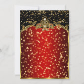 Quinceanera Red Gold Black Birthday Party Kaart (Achterkant)