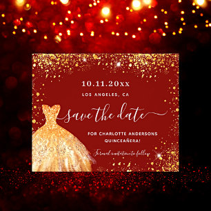 Quinceanera red gold-kledingbudget behalve datum flyer