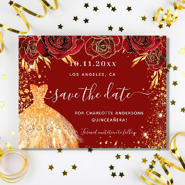 Quinceanera red gold-kledingbudget behalve datum flyer