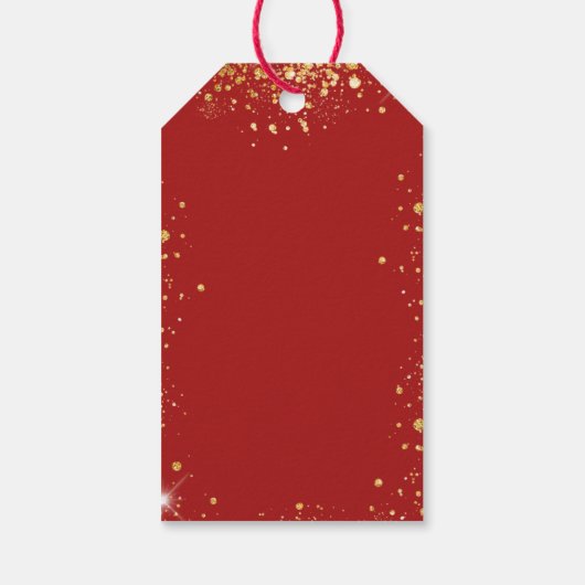 Quinceanera red goudballonnen bedankt cadeaulabel (Achterkant)