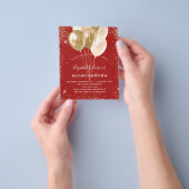Quinceanera red goudballonnen budget flyer (Hand)