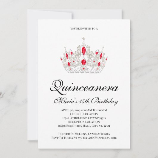 Quinceanera, Red Invitations Kaart (Voorkant)