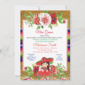Quinceanera Red Mexican Miss Quince Invite Kaart (Voorkant)