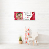 Quinceanera Red Roses en Red Glitter Lijst Spandoek (Insitu)