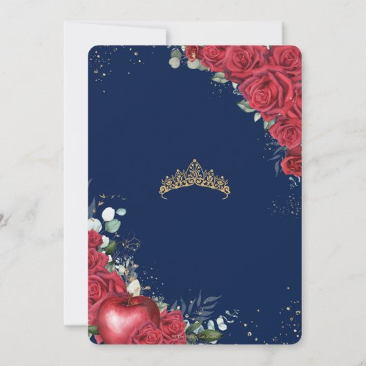 Quinceañera Red Roses Floral Sneeuwwitje Lijst Kaart (Achterkant)