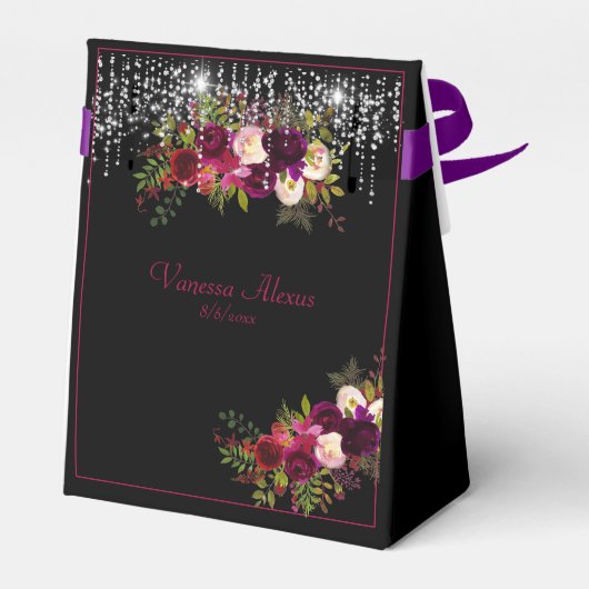 Quinceanera Red Roses Gold High Heels Sparkle Star Bedankdoosjes (Achterkant)