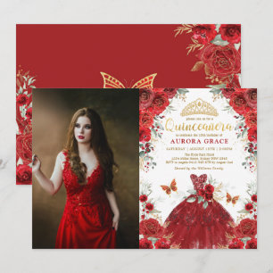 Quinceañera Red Roses Mis Quince 15th Birthday Kaart