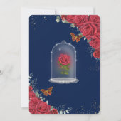 Quinceañera Red Roses Princess Yellow Dress Blue Kaart (Achterkant)