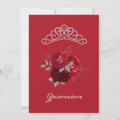 Quinceanera Red Roses & Silver Glitter Kaart (Achterkant)