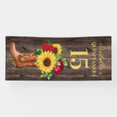 Quinceañera Red Roses Sunflower Cowboy Boots 15 Spandoek (Horizontaal)