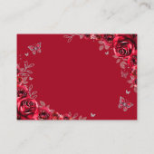 Quinceanera Red Silver Floral Details Informatiekaartje (Achterkant)