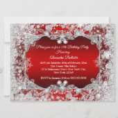 Quinceanera Red Silver Tiara Winter Wonderland Kaart (Achterkant)