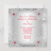 Quinceanera Red Silver Winter Wonderland Kaart (Achterkant)