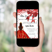 Quinceanera red white dress bow kaart