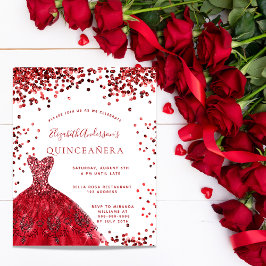Quinceanera red white jurk budget uitnodiging flyer
