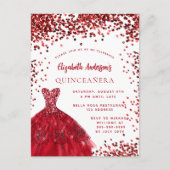 Quinceanera red white jurk uitnodiging briefkaart (Voorkant)