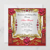 Quinceanera Regal Red Gold Roos Tassels Tiara Kaart (Achterkant)