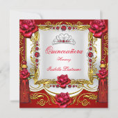 Quinceanera Regal Red Gold Roos Tassels Tiara Kaart (Voorkant)