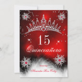 Quinceanera Regal Red Snowflake 15th Birthday Kaart (Voorkant)