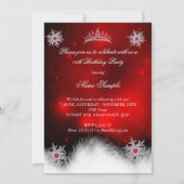 Quinceanera Regal Red Snowflake 15th Birthday Kaart (Achterkant)
