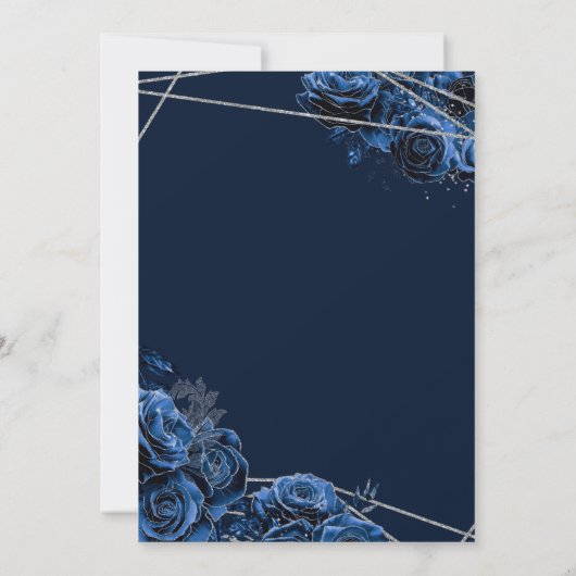 Quinceañera Regal Royal Blue & Silver w Gown Invit Kaart (Achterkant)