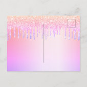 Quinceanera regenboog glitters roze uitnodiging ka (Achterkant)