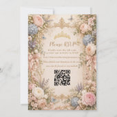 Quinceañera Regency Engelse bloementuin QR RSVP Kaart (Achterkant)
