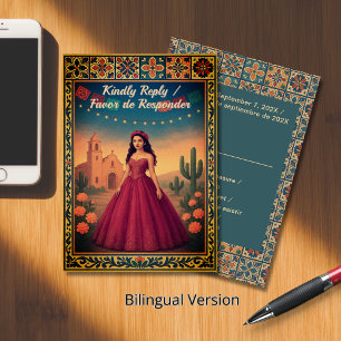 Quinceañera Reply   Tarjeta de Respuesta RSVP Kaartje
