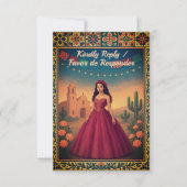 Quinceañera Reply | Tarjeta de Respuesta RSVP Kaartje (Voorkant)