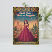 Quinceañera Reply | Tarjeta de Respuesta RSVP Kaartje (Staand voorkant)