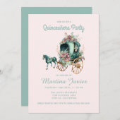 Quinceañera Retro Floral Carriage 15th Birthday Kaart (Voorkant / Achterkant)