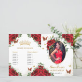 Quinceañera Rode Bloemen Vlinders Fotoprogramma (Staand voorkant)