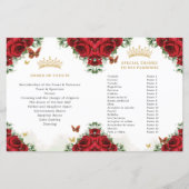 Quinceañera Rode Bloemen Vlinders Fotoprogramma (Achterkant)